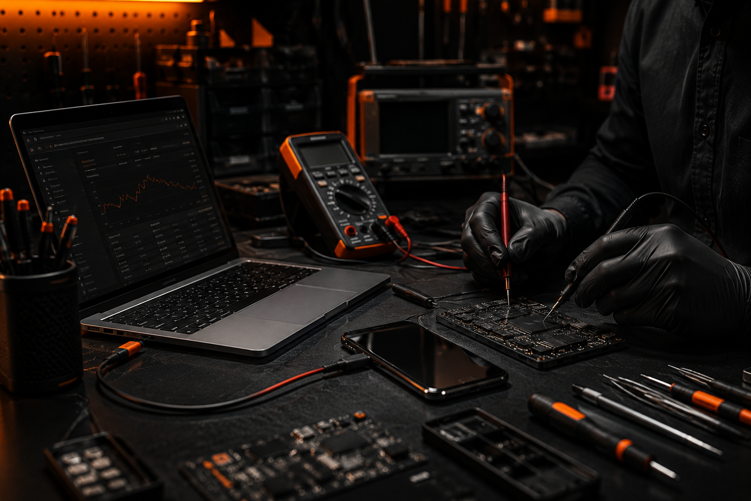 Professional diagnostic inspection of device internal circuits